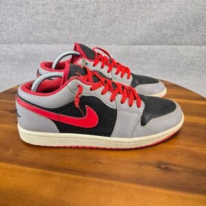 Jordan 1 Low Mens Black Gym Red Cement Grey Sneakers 553558-060 Size 8.5